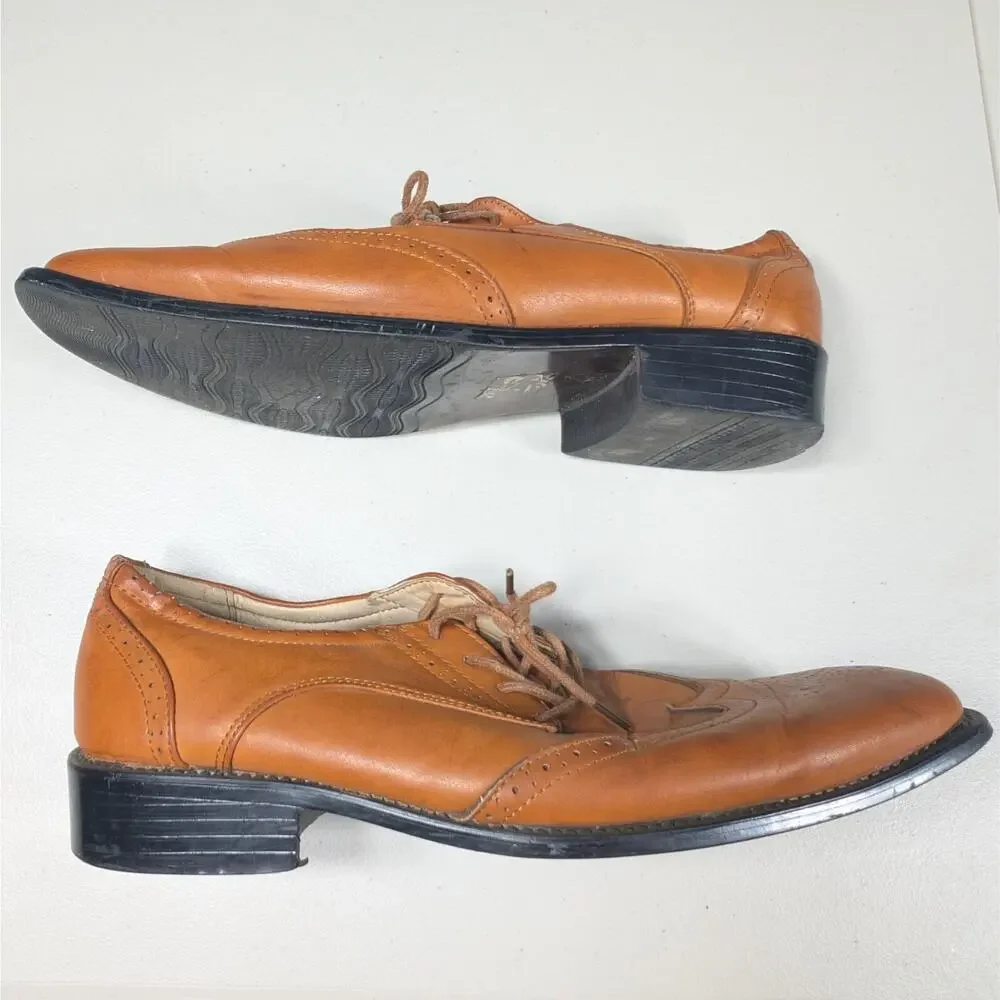 Tim Evans England Mens Size 11 Tan Brown Leather Wingtip Dress Shoes Oxford